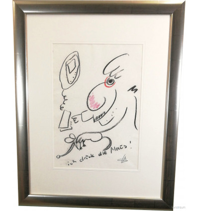 Helge Schneider/ Ich - Selbstportrait/ UNIKAT handsigniert gerahmt