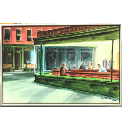 Otto Waalkes / Nighthawks / nach Edward Hopper / handsigniert