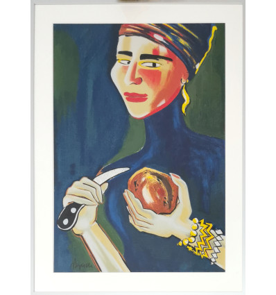 Elvira Bach -  Potato peeler- handsigniert- gerahmt