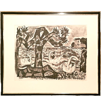 Bodenseelandschaft (mit Schwänen)