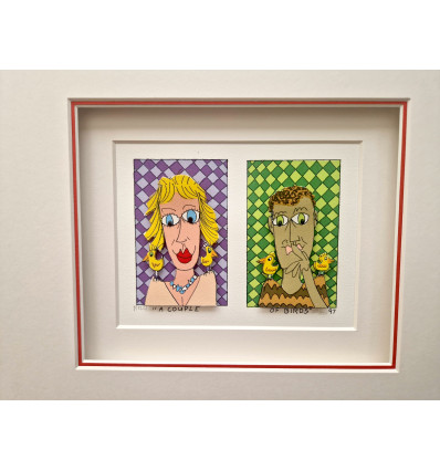 James Rizzi - A COUPLE OF BIRDS - handsigniert - gerahmt