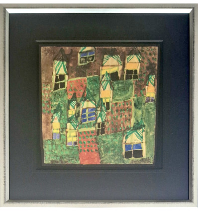 F. Hundertwasser - Häuser mit grünen Dächern - Marrakesch - Galerierahmung