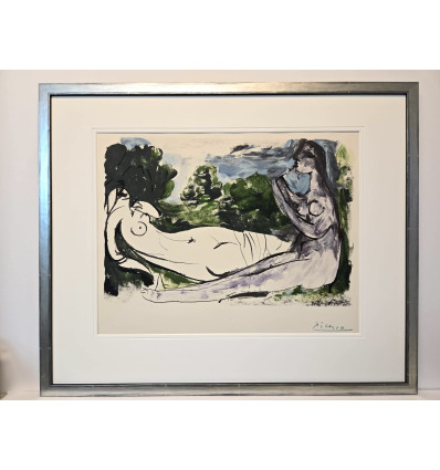 Pablo Picasso  ( after) - femme nuet et joueuse de flute - Galerierahmmung